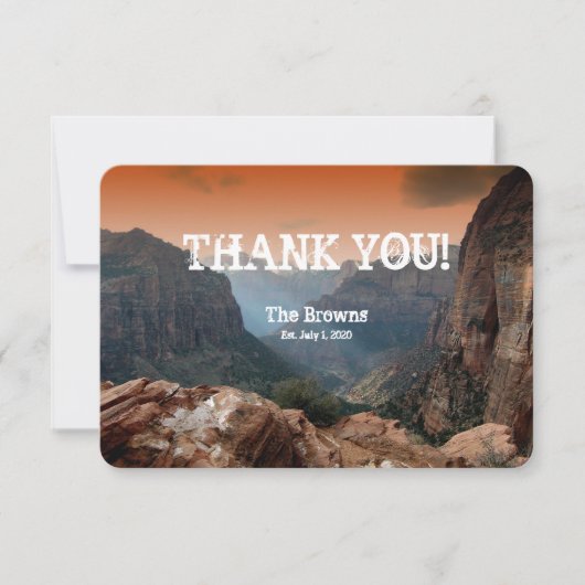Southwestern Zion Canyon Weddenschap Bedankkaart (Voorkant)