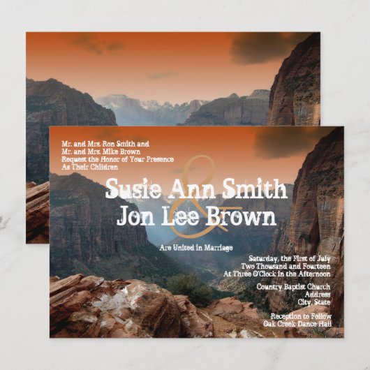 Southwestern Zion Canyon Wedding Invitations Kaart (Voorkant / Achterkant)