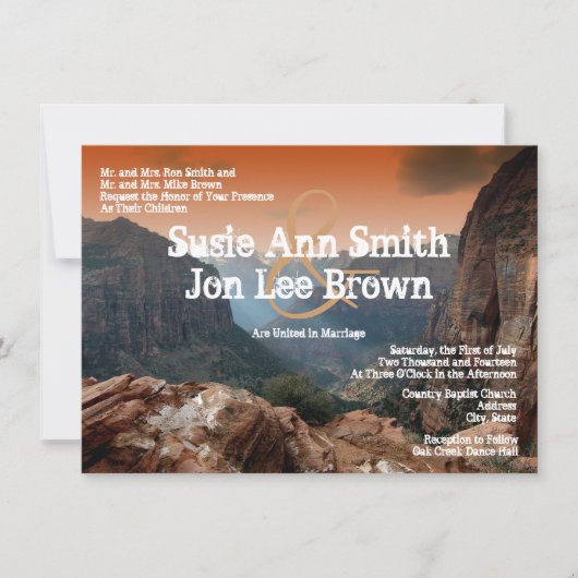 Southwestern Zion Canyon Wedding Invitations Kaart (Voorkant)