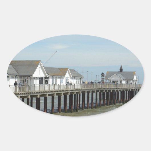 Southwold Pier Suffolk Ovale Sticker (Voorkant)
