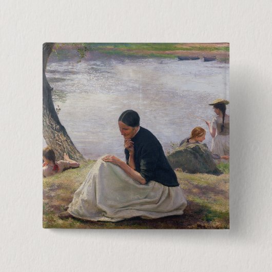 Souvenir, 1891 vierkante button 5,1 cm (Voorkant)