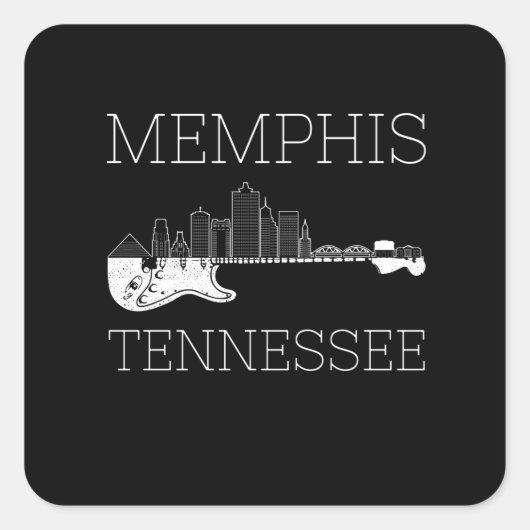 Souvenir Memphis Guitar Music Tennessee Memphis Vierkante Sticker (Voorkant)