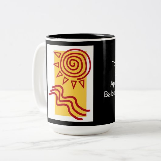 Souvenir mok met zwarte buitenkant (Voorkant links)