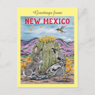 Souvenir New Mexico Southwest Animal Cactus Art Briefkaart