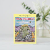 Souvenir New Mexico Southwest Animal Cactus Art Briefkaart (Staand voorkant)