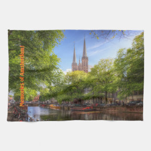 Souvenir of Amsterdam - De Krijtberg, Singel Canal Theedoek