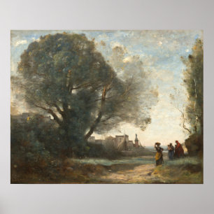 Souvenir of Terrace, Jean-Baptiste-Corot Fine Art Poster