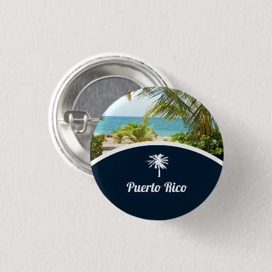 Souvenir: Puerto Rico Beach: pop Ronde Button 3,2 Cm (Voorkant /achterkant)