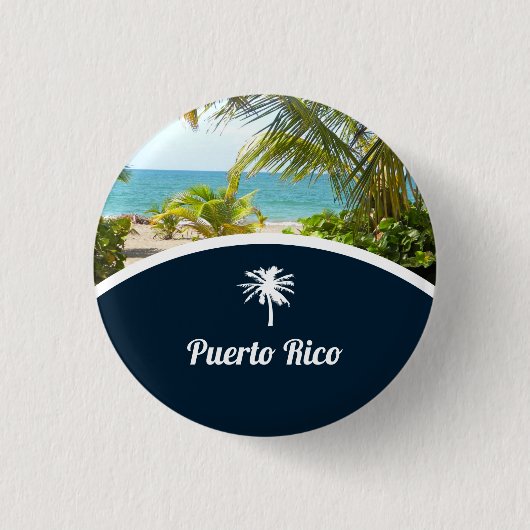 Souvenir: Puerto Rico Beach: pop Ronde Button 3,2 Cm (Voorkant)