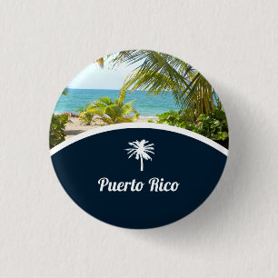 Souvenir: Puerto Rico Beach: pop Ronde Button 3,2 Cm