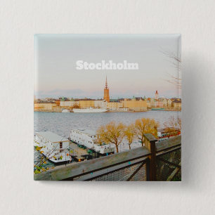 Souvenir uit Stockholm, Zweden Vierkante Button 5,1 Cm