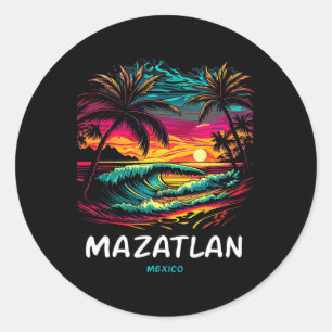 Souvenir Vakantie Palmboom Mazatlan Ronde Sticker