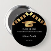 Souvenir Zwart en Goud Afstuderen Button (Voorkant /achterkant)