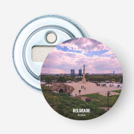 Souvenirmagneet van Belgrado, uitzicht vanuit Kale Button Flesopener