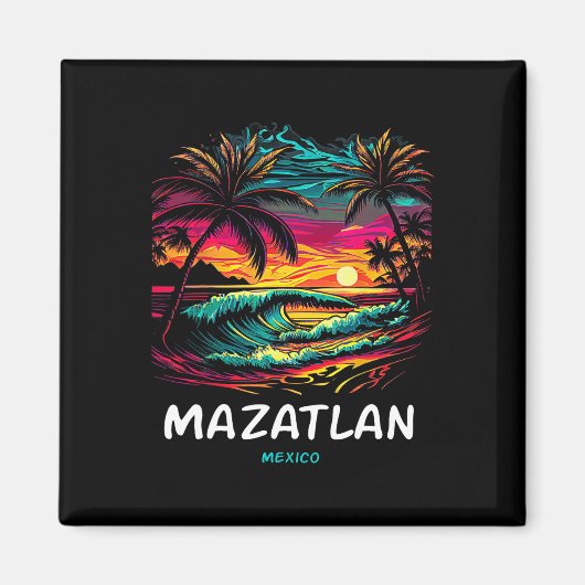 Souvernir Vakantie Palmboom Mazatlan Magneet (Voorkant)