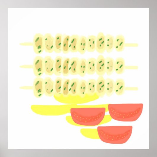 souvlaki grieks eten schilderen kunst poster (Voorkant)