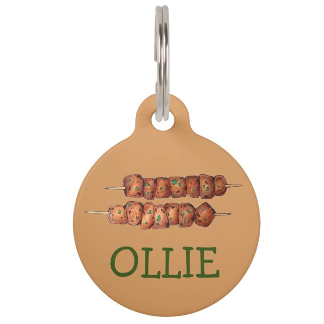 Souvlaki Meat Pork Skewer Greek Fast Food Griekenl Huisdierpenning (Voorkant)