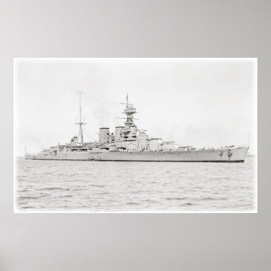 Sovereign-Class Battleship Hood 1924 Poster (Voorkant)