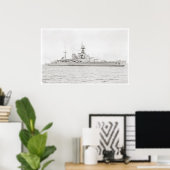 Sovereign-Class Battleship Hood 1924 Poster (Thuiskantoor)