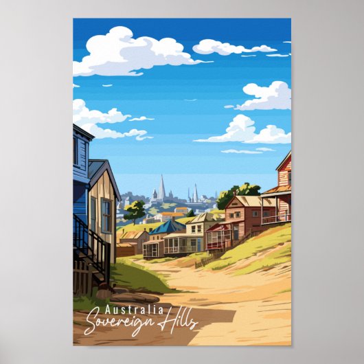 Sovereign Hills Australië vintage reisplaats Poster (Voorkant)