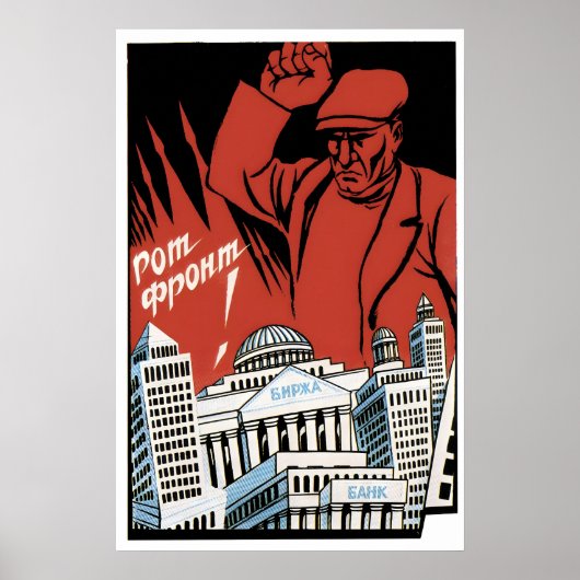Soviet Anti Capitalist Poster Smash the banks! (Voorkant)