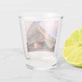 Soviet Brutalist Architecture - Vilnius, Lithuania Shot Glas (Achterkant)