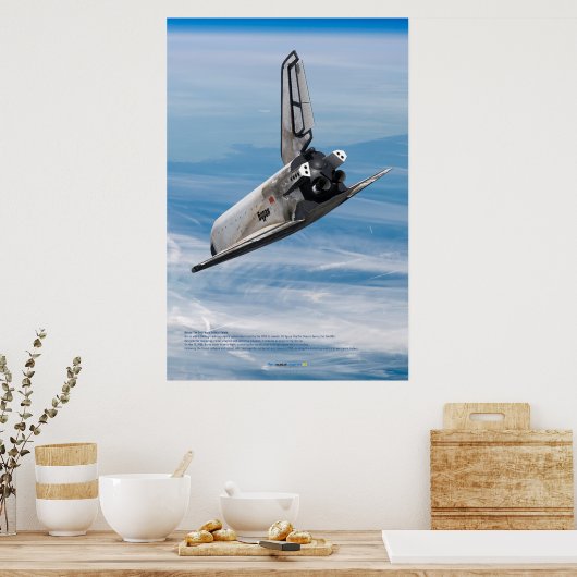 Soviet Buran Shuttle boven de planeet aarde Poster (Keuken)