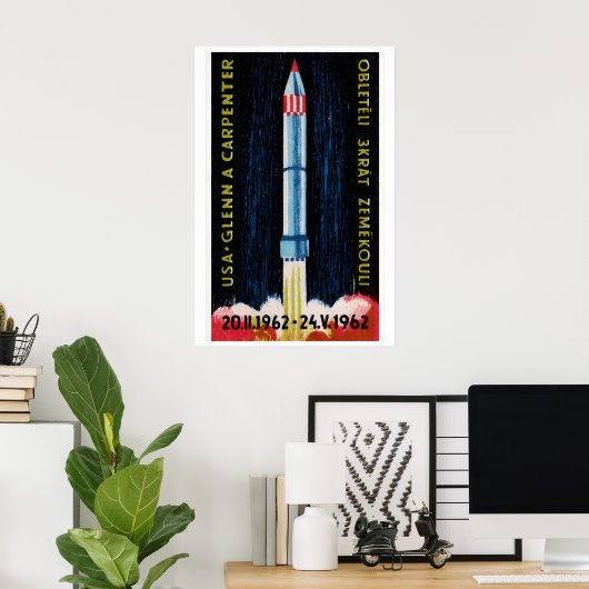 Soviet Rocket Launch 1962 Astronaut - Matchbox Poster (Thuiskantoor)