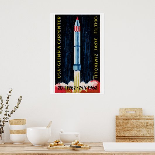 Soviet Rocket Launch 1962 Astronaut - Matchbox Poster (Keuken)
