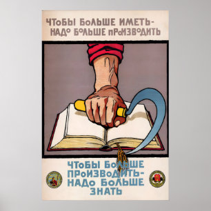 Sovjet Alfabetiseringsdruk Sovjet Propaganda Boeke Poster