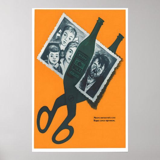 Sovjet Anti-Alcohol Poster – Oude Russische (Voorkant)