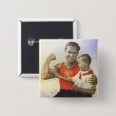 Sovjet Athlete Vierkante Button 5,1 Cm (Voorkant /achterkant)