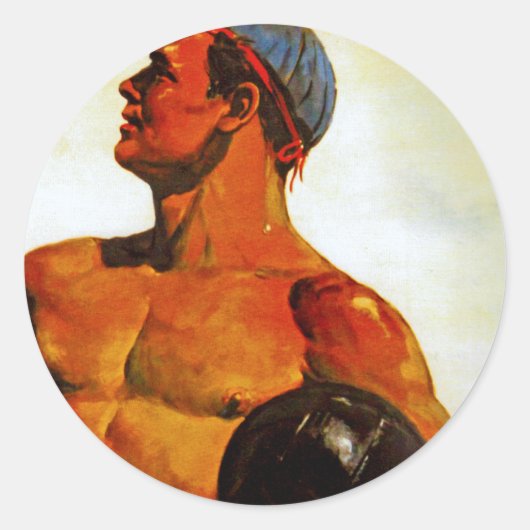 Sovjet Hunk Ronde Sticker (Voorkant)