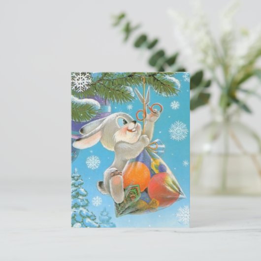  Sovjet Nieuwjaar/Kerstmis Briefkaart (Staand voorkant)