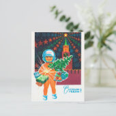  Sovjet-nieuwjaarsgroet, ruimtevaartrace tijdperk Briefkaart (Staand voorkant)