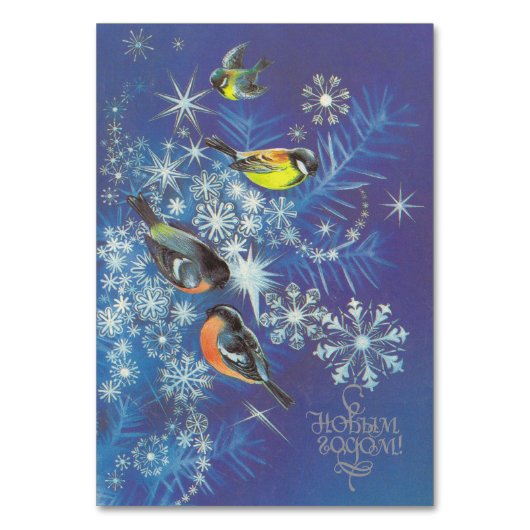 Sovjet nieuwjaarskaart met vogels kaart (Voorkant)