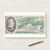 Sovjet postzegel met schip Ernest Krenkel Post-it® Notes (Op bureau)