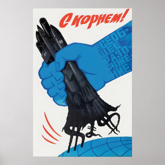 Sovjet Propaganda Poster Bij de wortel Anti-VS Kou (Voorkant)
