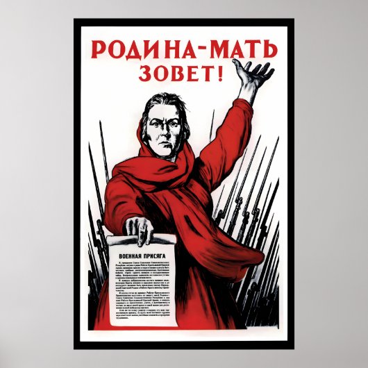 Sovjet Propaganda Poster -Het moederland is (Voorkant)