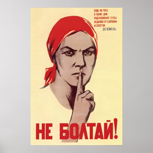 Sovjet Propaganda Poster – Praat Niet! Spionnen (Voorkant)