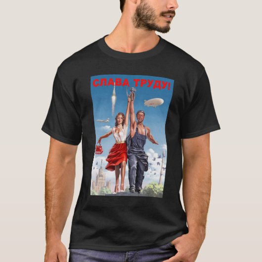 Sovjet Propaganda Poster Ruimtevaart - communisme T-shirt (Voorkant)