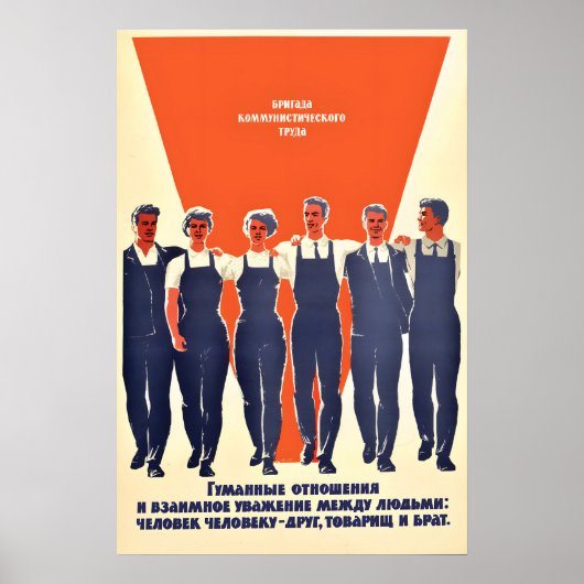 Sovjet Propaganda Poster – Teamwerk & Respect (Voorkant)