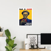 Sovjet-propagandaposter, ga na het werk baden poster (Thuiskantoor)
