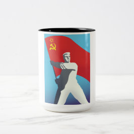 Sovjet reisposter tweekleurige koffiemok