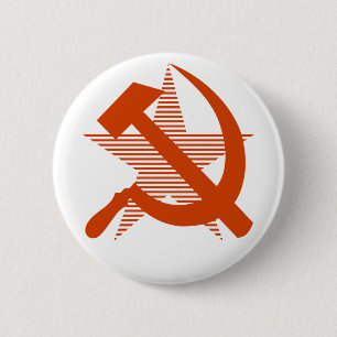 Sovjet-Rode Hammer en Sickle Ronde Button 5,7 Cm