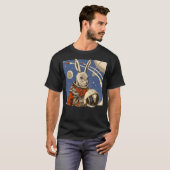 Sovjet ruimte konijn dier astronaut grafisch ooste t-shirt (Voorkant volledig)