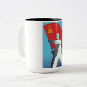 Sovjet Travel poster Tweekleurige Koffiemok (Voorkant links)