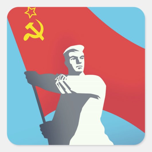 Sovjet Unie Arbeider Vintage Kunstprint. Vierkante Sticker (Voorkant)