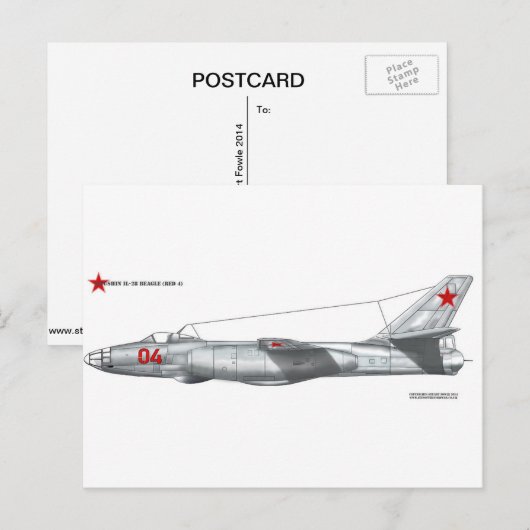 Sovjet-Unie Ilyushin Il-28 Beagle Briefkaart (Voorkant / Achterkant)