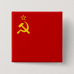 Sovjet-Unie - Vlag communistisch sikkel en hamer Vierkante Button 5,1 Cm